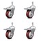 Service Caster 4 Inch Maroon Polyurethane Swivel 10mm Stem Caster Set with Total Lock Brake SCC-TSTTL20S414-PPUB-MRN-M1015-4 - alternate 1